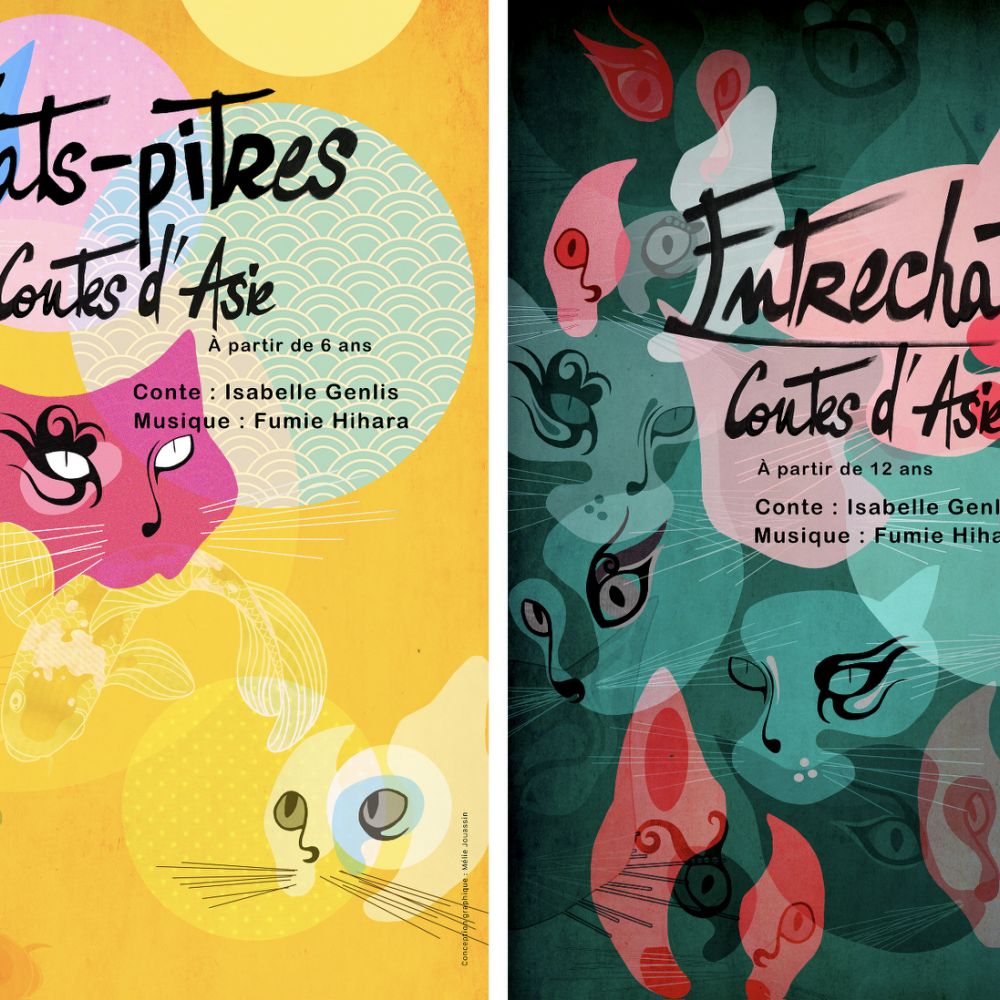 Les chats d'Asie, <i>Chats-pitres</i> et <i>Entrechats</i>, pour la conteuse Isabelle Genlis, 2023.
