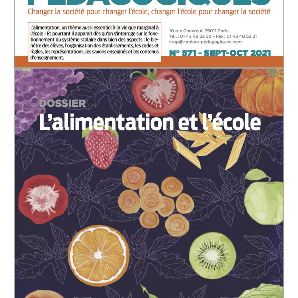Couverture Cahiers pédagogiques</i> n° 571, « L'alimentation à l'école », 2021