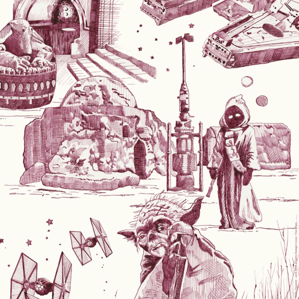 Star Wars façon Toile de Jouy, encre sur papier, 2018